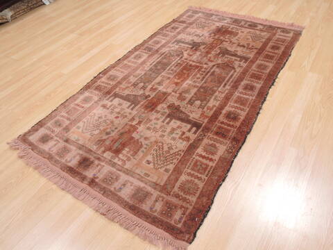 Baluch Beige Hand Knotted 37 X 68  Area Rug 100-110160 Image 2