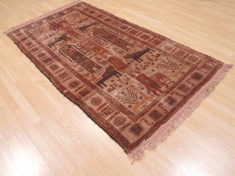 Baluch Beige Hand Knotted 37 X 68  Area Rug 100-110160 Image 3