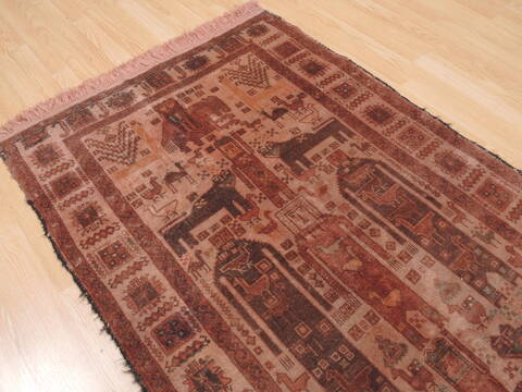 Baluch Beige Hand Knotted 37 X 68  Area Rug 100-110160 Image 7