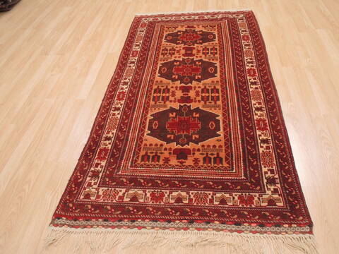 Baluch Beige Hand Knotted 32 X 60  Area Rug 100-110170 Image 5