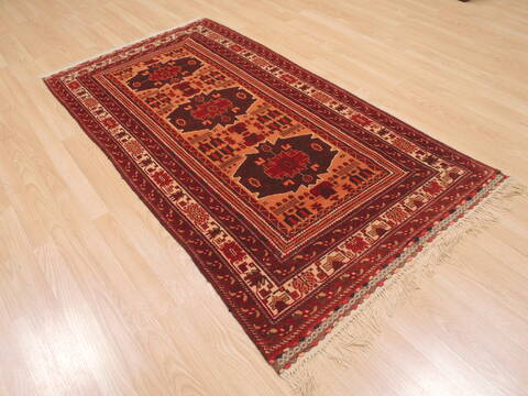 Baluch Beige Hand Knotted 32 X 60  Area Rug 100-110170 Image 7