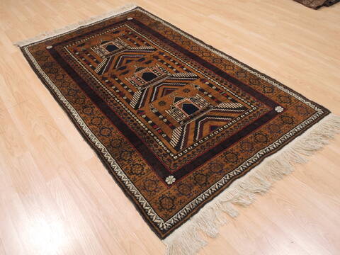 Baluch Brown Hand Knotted 38 X 64  Area Rug 100-110174 Image 1