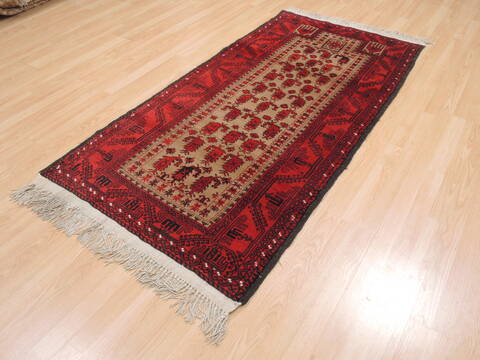 Baluch Beige Runner Hand Knotted 33 X 67  Area Rug 100-110181 Image 2