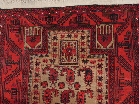 Baluch Beige Runner Hand Knotted 33 X 67  Area Rug 100-110181 Image 7