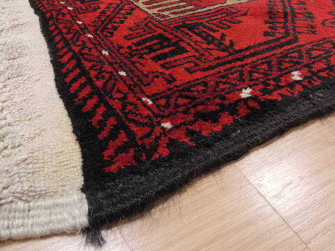 Baluch Beige Runner Hand Knotted 33 X 67  Area Rug 100-110181 Image 8