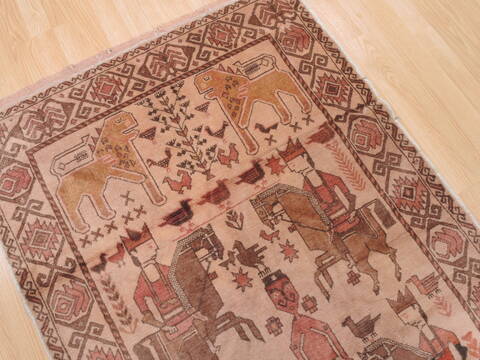 Baluch Beige Hand Knotted 33 X 60  Area Rug 100-110190 Image 2