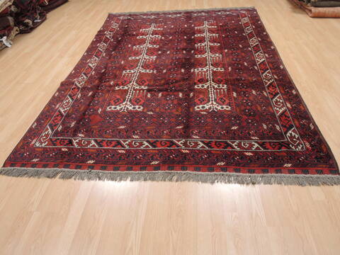 Baluch Red Hand Knotted 65 X 102  Area Rug 100-110199 Image 1