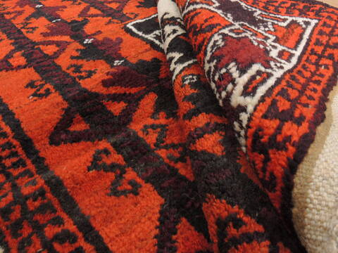 Baluch Orange Hand Knotted 35 X 61  Area Rug 100-110202 Image 7