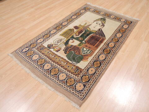 Baluch Beige Hand Knotted 33 X 53  Area Rug 100-110245 Image 2