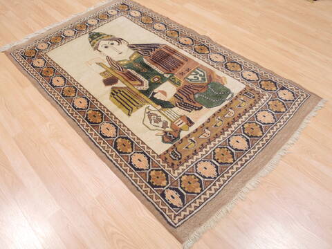 Baluch Beige Hand Knotted 33 X 53  Area Rug 100-110245 Image 3