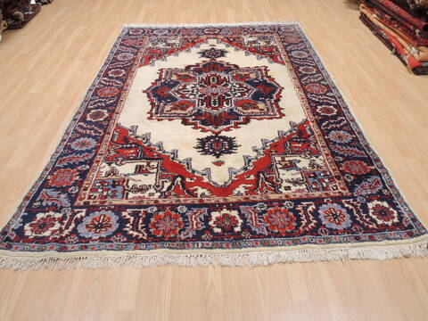 Heriz Beige Hand Knotted 61 X 88  Area Rug 100-110256 Image 1