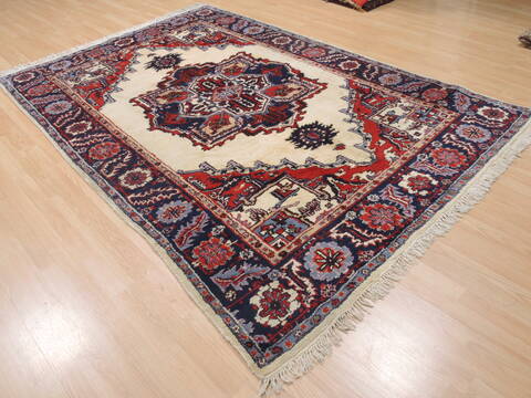 Heriz Beige Hand Knotted 61 X 88  Area Rug 100-110256 Image 3