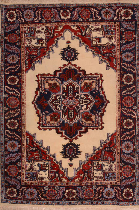Heriz Beige Hand Knotted 61 X 88  Area Rug 100-110256 Image 0