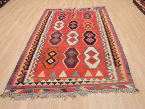 Kilim Red Hand Knotted 48 X 72  Area Rug 100-110264 Image 1