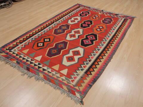 Kilim Red Hand Knotted 48 X 72  Area Rug 100-110264 Image 2