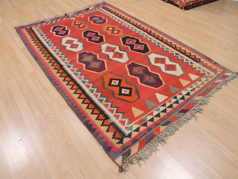 Kilim Red Hand Knotted 48 X 72  Area Rug 100-110264 Image 7