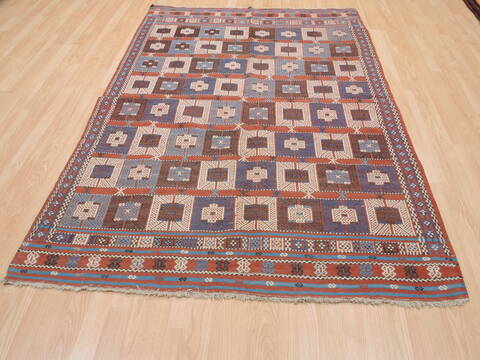 Kilim Red Hand Knotted 411 X 73  Area Rug 100-110266 Image 1