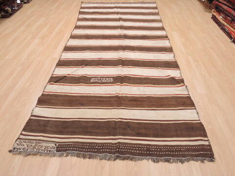Kilim Brown Runner Flat Woven 46 X 116  Area Rug 100-110267 Image 1