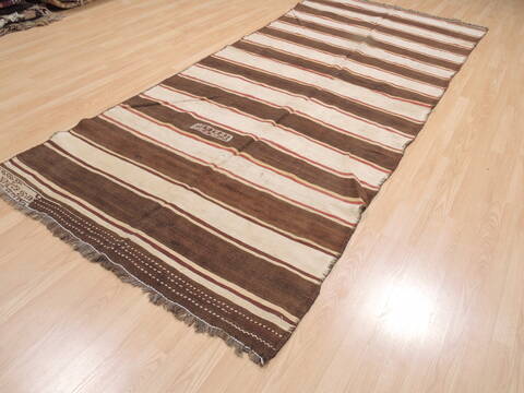 Kilim Brown Runner Flat Woven 46 X 116  Area Rug 100-110267 Image 2