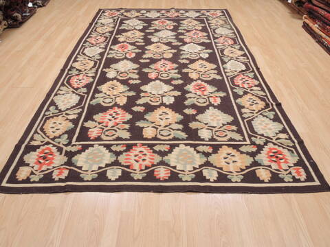 Kilim Brown Flat Woven 67 X 108  Area Rug 100-110272 Image 1
