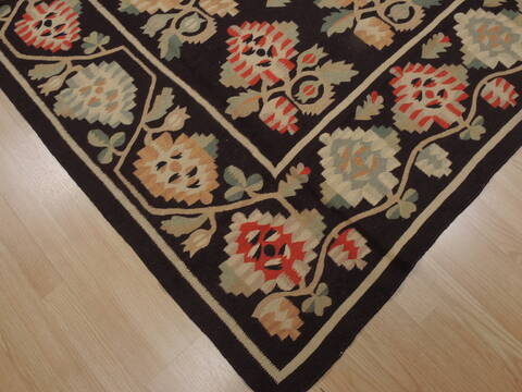 Kilim Brown Flat Woven 67 X 108  Area Rug 100-110272 Image 4