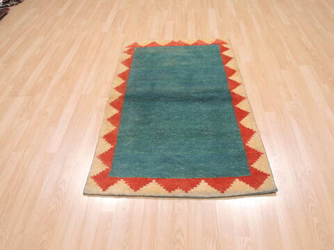 Gabbeh Green Hand Knotted 211 X 410  Area Rug 100-110352 Image 1