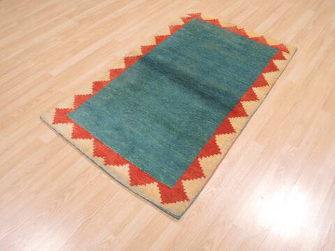 Gabbeh Green Hand Knotted 211 X 410  Area Rug 100-110352 Image 2