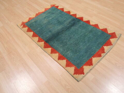Gabbeh Green Hand Knotted 211 X 410  Area Rug 100-110352 Image 3
