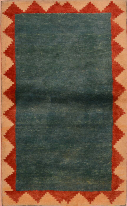 Gabbeh Green Hand Knotted 211 X 410  Area Rug 100-110352 Image 0