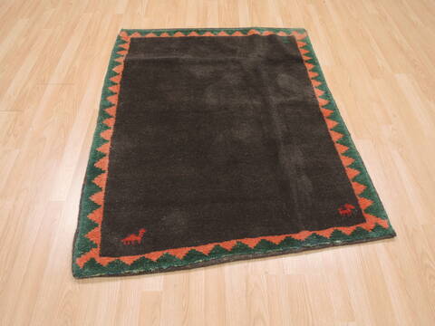 Gabbeh Brown Square Hand Knotted 37 X 39  Area Rug 100-110355 Image 1