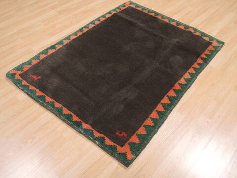 Gabbeh Brown Square Hand Knotted 37 X 39  Area Rug 100-110355 Image 2