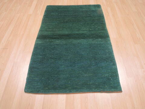 Gabbeh Green Hand Knotted 210 X 48  Area Rug 100-110357 Image 1