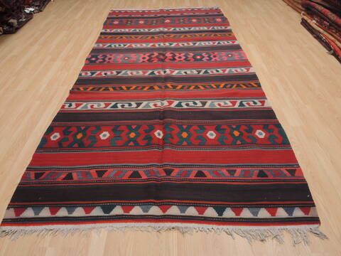 Kilim Red Runner Flat Woven 52 X 114  Area Rug 100-110394 Image 1