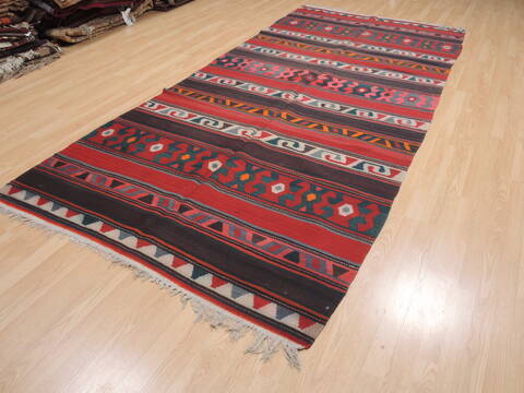 Kilim Red Runner Flat Woven 52 X 114  Area Rug 100-110394 Image 2