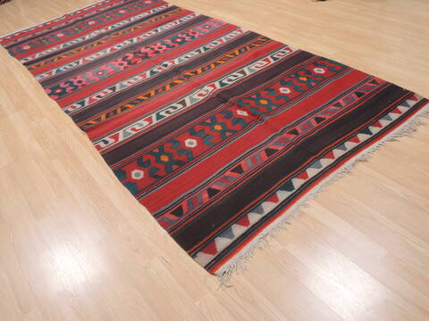 Kilim Red Runner Flat Woven 52 X 114  Area Rug 100-110394 Image 3