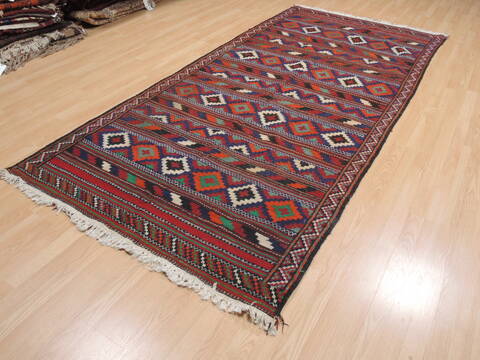 Kilim Red Runner Flat Woven 47 X 102  Area Rug 100-110399 Image 2