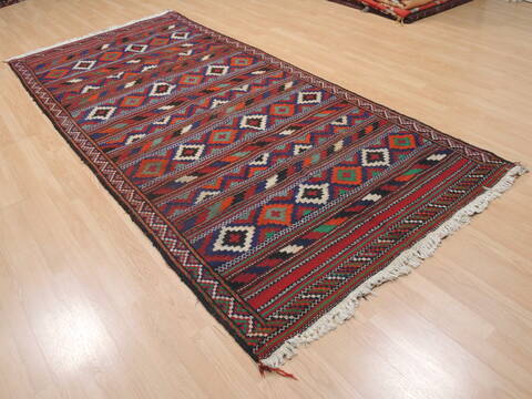 Kilim Red Runner Flat Woven 47 X 102  Area Rug 100-110399 Image 3