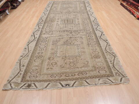 Kilim Beige Runner Flat Woven 51 X 129  Area Rug 100-110410 Image 1