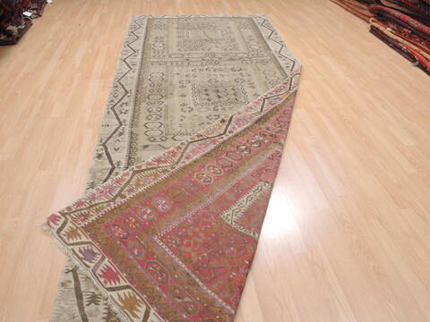 Kilim Beige Runner Flat Woven 51 X 129  Area Rug 100-110410 Image 6