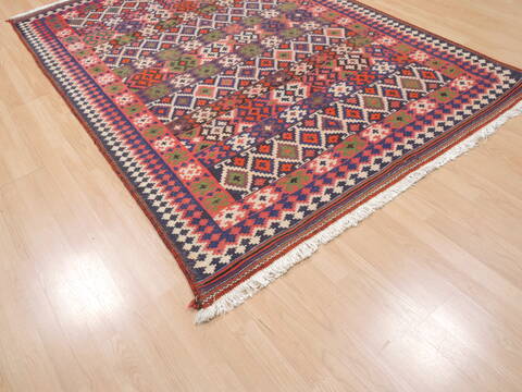 Kilim Blue Flat Woven 59 X 87  Area Rug 100-110416 Image 3