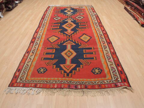 Kilim Red Runner Flat Woven 411 X 1010  Area Rug 100-110474 Image 1