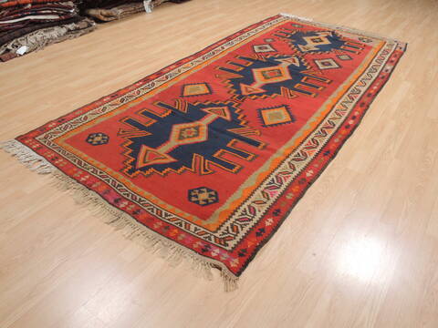 Kilim Red Runner Flat Woven 411 X 1010  Area Rug 100-110474 Image 2