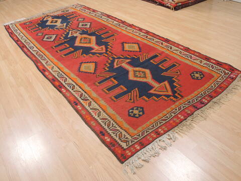 Kilim Red Runner Flat Woven 411 X 1010  Area Rug 100-110474 Image 3
