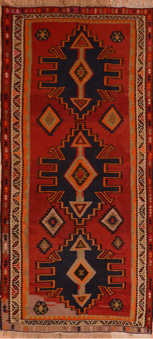 Kilim Red Runner Flat Woven 411 X 1010  Area Rug 100-110474 Image 0