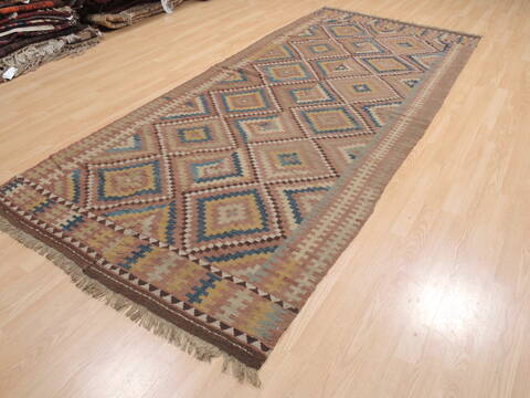 Kilim Brown Runner Flat Woven 48 X 113  Area Rug 100-110493 Image 2
