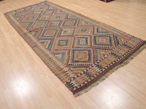 Kilim Brown Runner Flat Woven 48 X 113  Area Rug 100-110493 Image 3