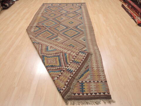 Kilim Brown Runner Flat Woven 48 X 113  Area Rug 100-110493 Image 5