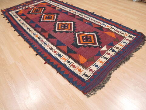 Kilim Red Runner Flat Woven 47 X 100  Area Rug 100-110503 Image 3