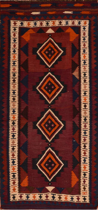 Kilim Red Runner Flat Woven 47 X 100  Area Rug 100-110503 Image 0