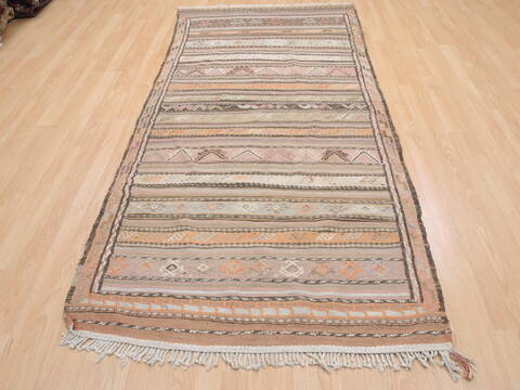 Kilim Beige Flat Woven 311 X 86  Area Rug 100-110505 Image 1